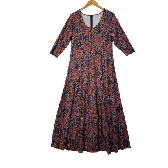 Soft Surroundings Alcott Floral Women's Maxi Dress 3/4 Sleeve Sz L Boho Western - Picture 2 of 12